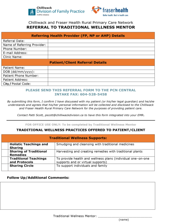 FH Traditional Wellness Mentors Referral